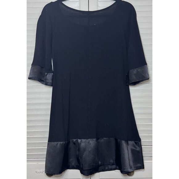 VTG Forever Womens Y2K Black Butterfly Silver Print Tunic Sz L Fairycore Boho - Picture 3 of 9